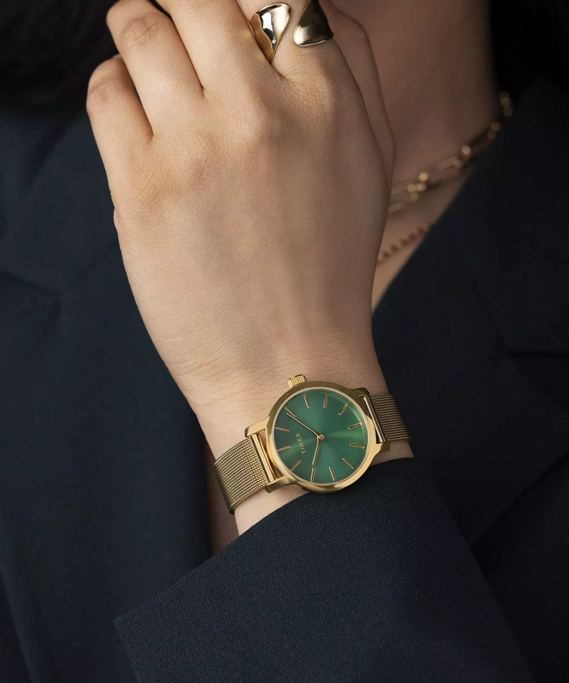 Timex Transcend 31mm Gold-tone Case and Bracelet with Green Dial TW2W87300