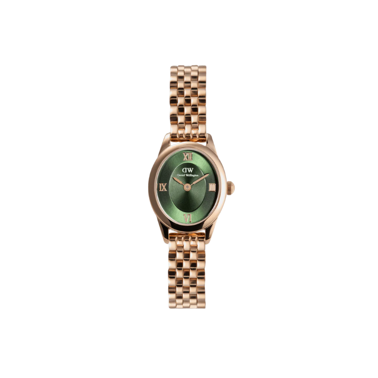 Daniel Wellington Ophelia Mini Beans Link Rose Gold Emerald Dial Watch DW00100806
