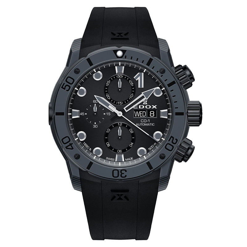 Edox CO-1 Carbon Chrongraph Automatic Men's Watch 01125CLNGNNING