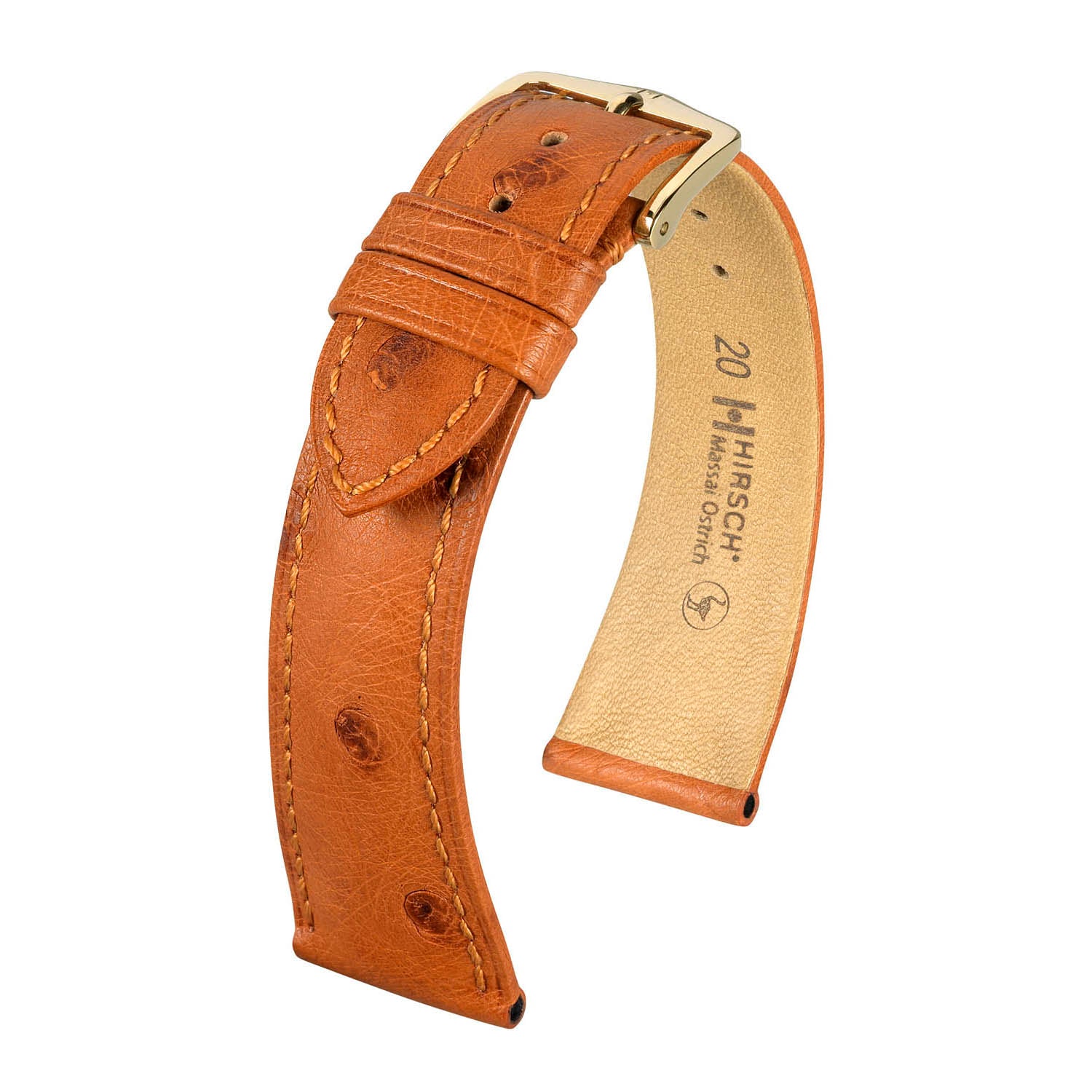 Hirsch Massai Ostrich Golden Brown Leather Watch Band – Watch Direct