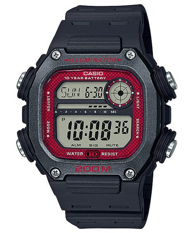 Casio Multi Alarm Digital Watch - Black/Red DW291H-1B