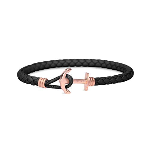 Paul Hewitt Phrep Lite Leather Rose Gold Black Bracelet L