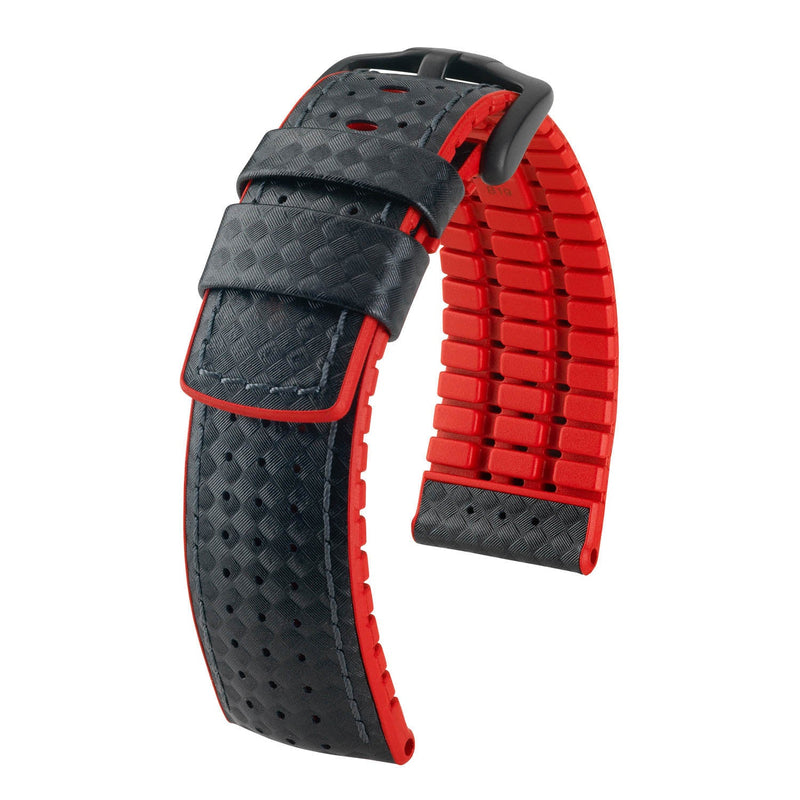 Hirsch Ayrton Black Carbon Embossed Watch Band