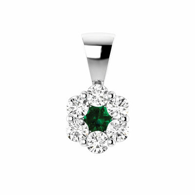 Emerald Diamond Pendant With 0.53ct Diamonds In 9K White Gold