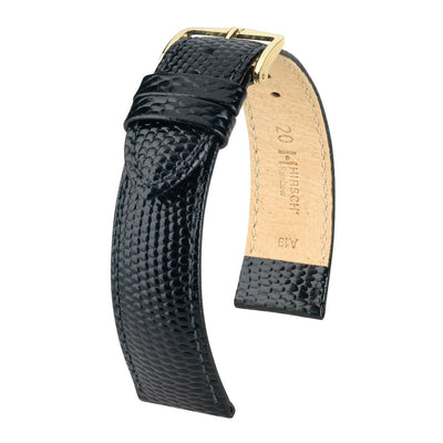 Hirsch Open Ended Rainbow Black Lizard Embossed Watch Band