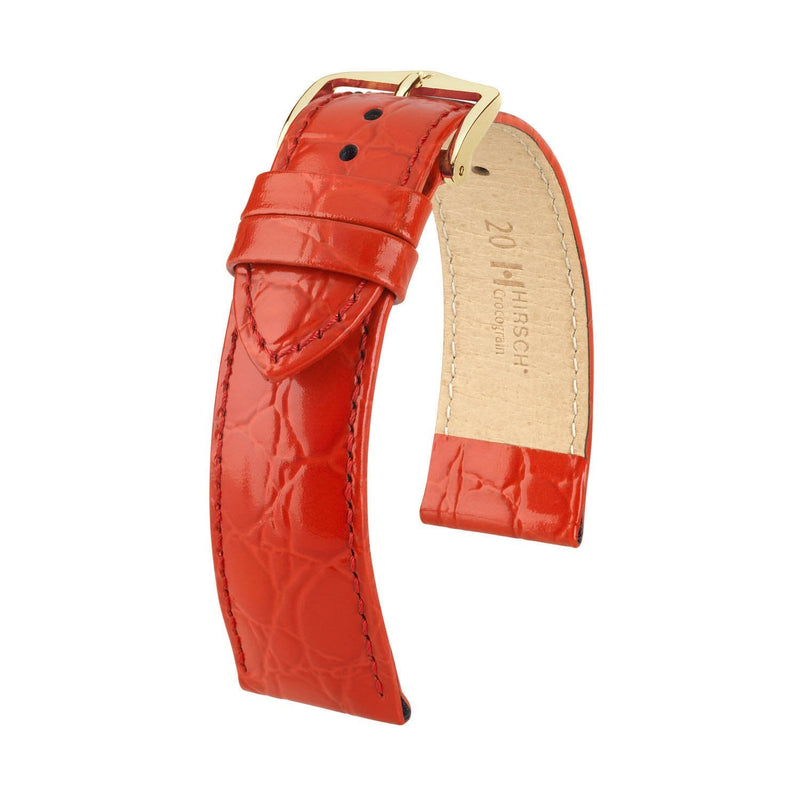 Hirsch Crocograin Red Crocodile Embossed Leather Watch Band