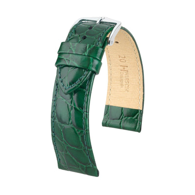 Hirsch Crocograin Green Crocodile Embossed Leather Watch Band