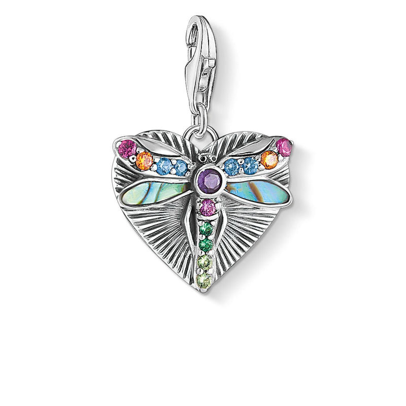 Thomas Sabo Charm Pendant Heart With Dragonfly, Silver