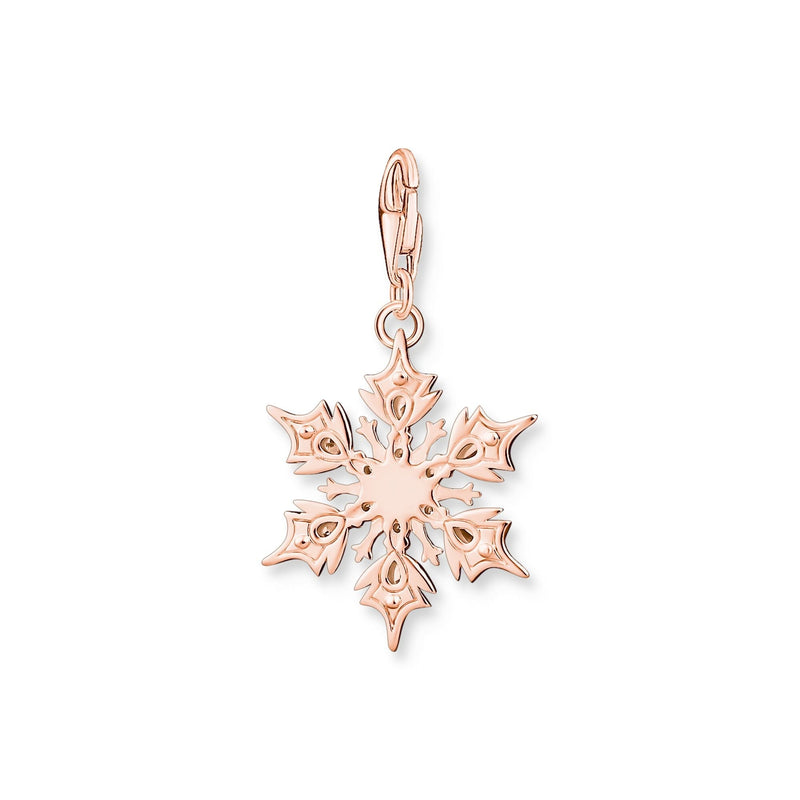 THOMAS SABO Charm pendant snowflake with white stones rose gold