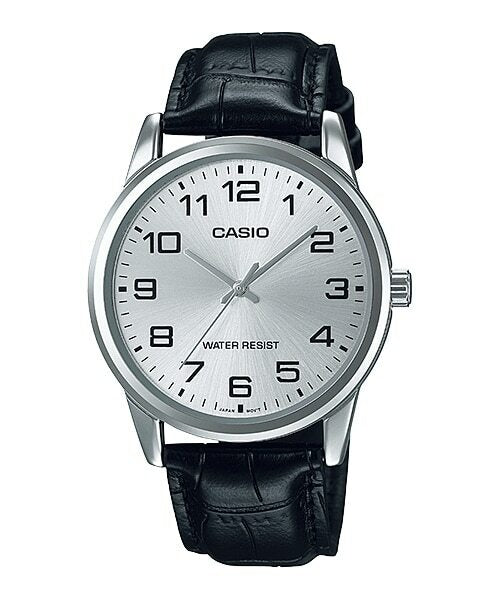 Casio Mens MTPV001L-7B Black Leather Quartz Watch