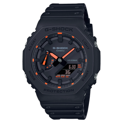 G-Shock Neon Accent Black Resin Band Watch GA2100-1A4