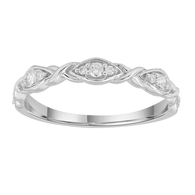 Band Ring with 0.1ct Diamonds in 9K White Gold