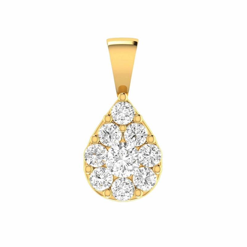 Teardrop Diamond Pendant With 0.75ct Diamonds In 9K Yellow Gold