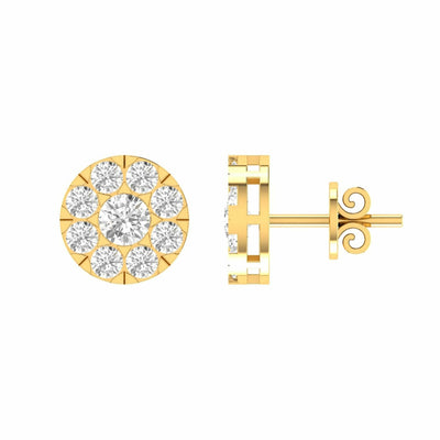 Cluster Diamond Stud Earrings With 0.10ct Diamonds In 9K Yellow Gold