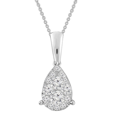 Necklace and Pendant with 0.5ct Diamonds in 9K White Gold