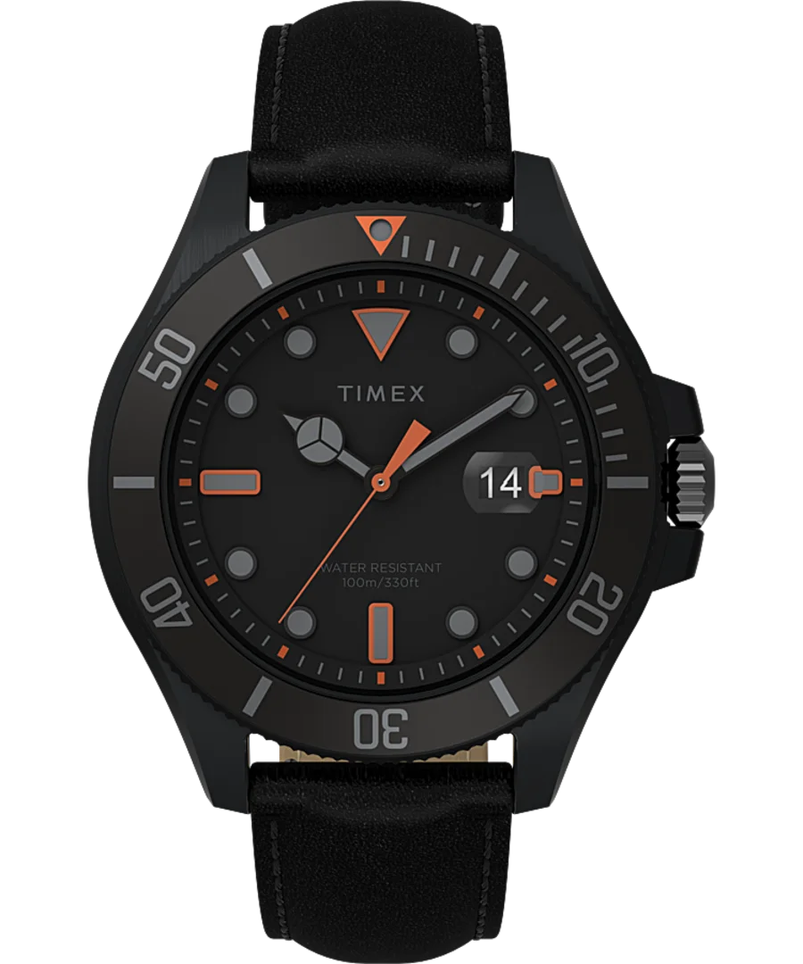 Timex Harborside Coast 43mm Leather Strap Watch TW2V42300