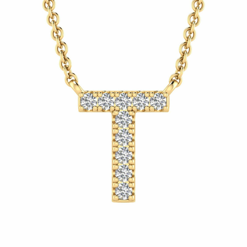 Initial Necklace With 0.06ct Diamonds In 9K Yellow Gold