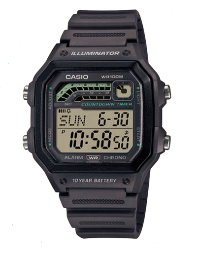 Casio Black Resin Band Watch WS1600H-8A – Watch Direct