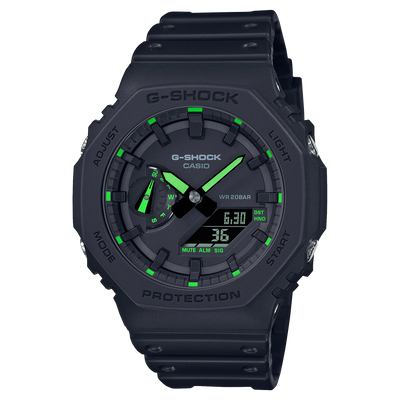 G-Shock Neon Accent Black Resin Band Watch GA2100-1A3