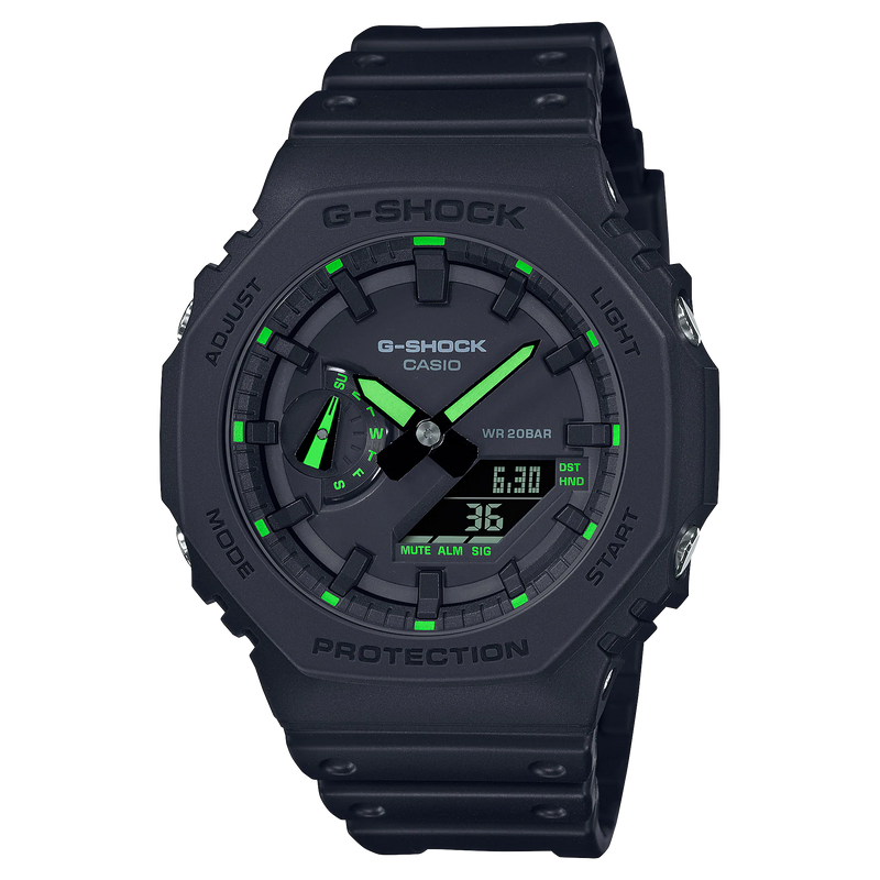 G-Shock Neon Accent Black Resin Band Watch GA2100-1A3