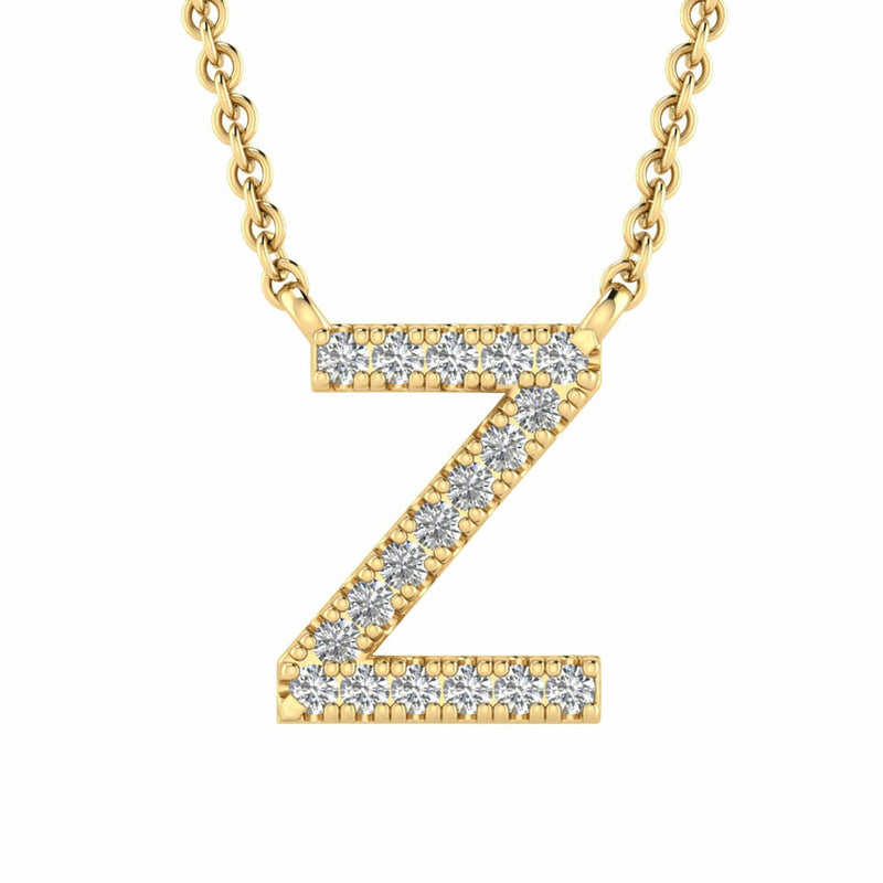 Initial Necklace With 0.06ct Diamonds In 9K Yellow Gold