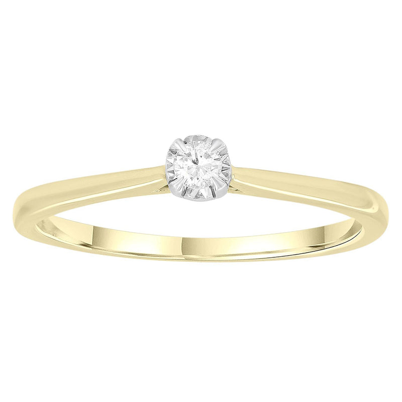Solitaire Ring with 0.07ct Diamonds in 9K Yellow Gold