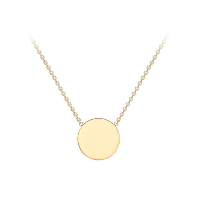 9K Yellow Gold Solid Disc Necklace 41+2cm