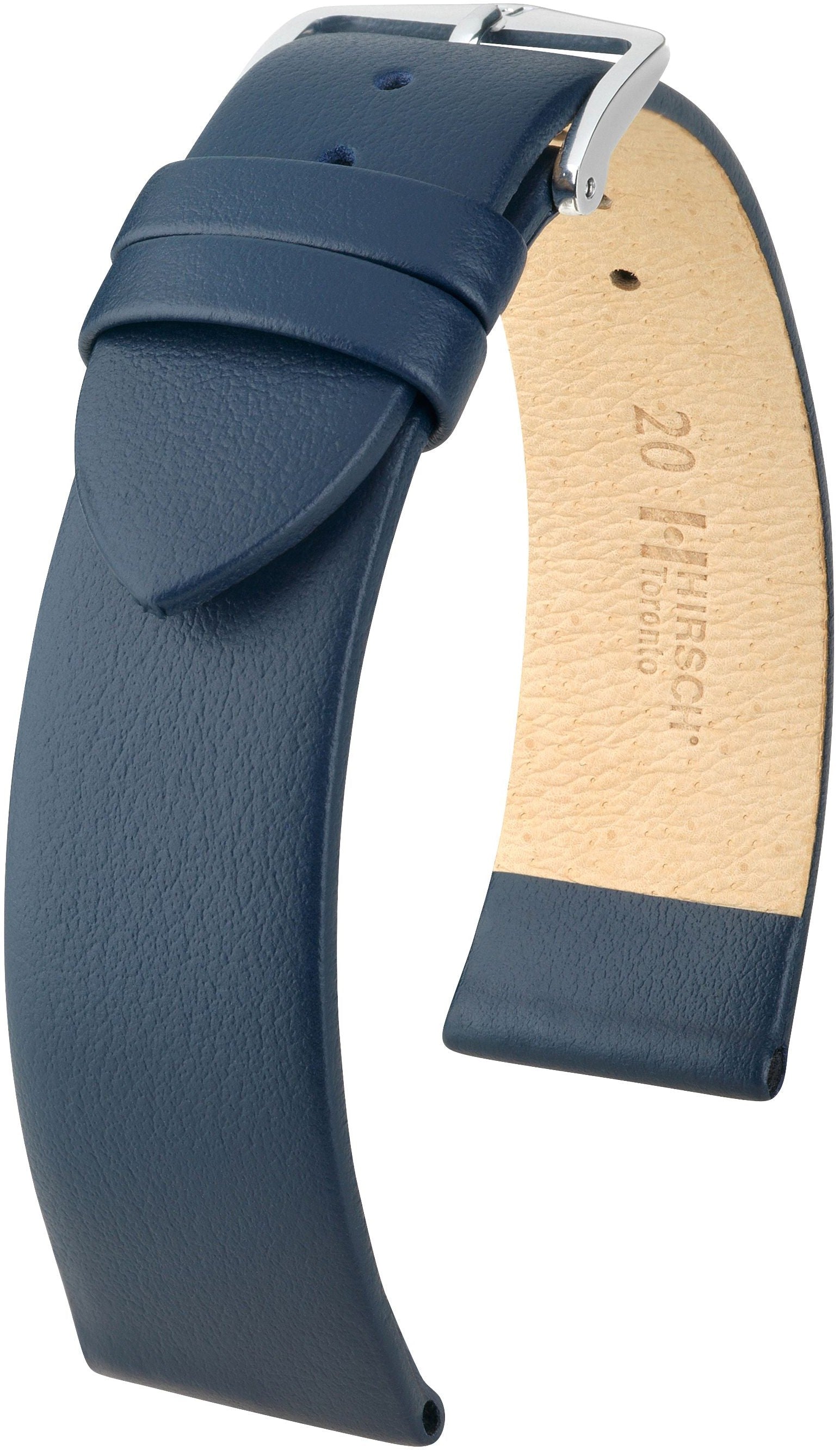 Hirsch Toronto Medium Silver Buckle Blue Leather Band