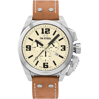 TW Steel Canteen 46mm Brown Leather Mens Watch