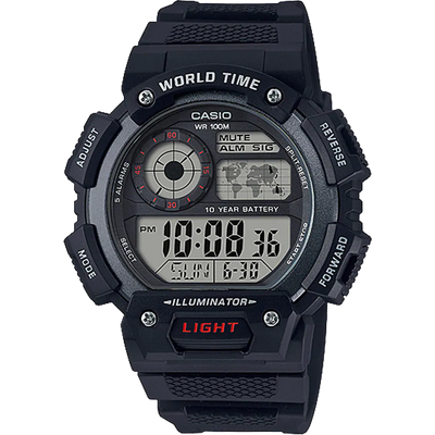 Casio World Time Black Resin Band Watch AE1400WH 1A Watch Direct