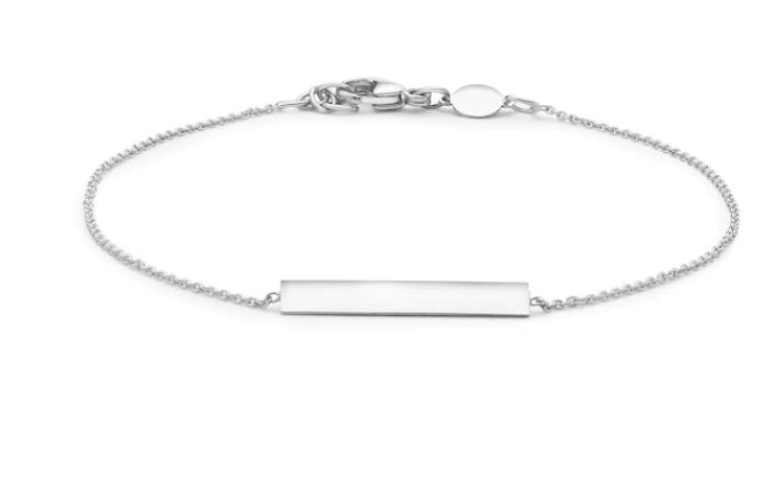 9K White Gold Solid Horizontal Bar Bracelet 18+1cm