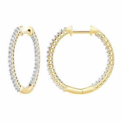 Inside Out Hoops With 0.50ct Diamonds In 9K Yellow and White Gold