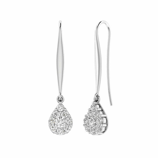 Tear Drop Hook Diamond Earrings With 0.50ct Diamonds In 9K White Gold –  Watch Direct