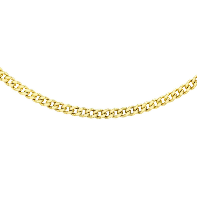 9K Yellow Gold Solid Diamond Cut Curb Chain 45-50cm