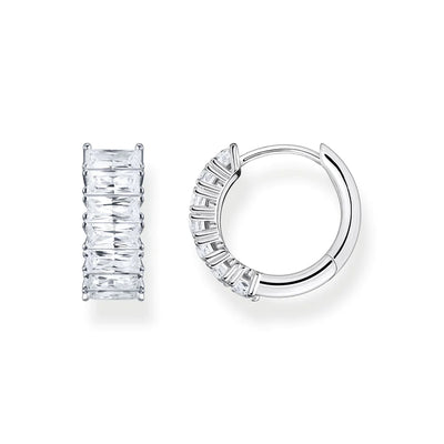 Thomas Sabo Hoop Earrings White Stones Silver