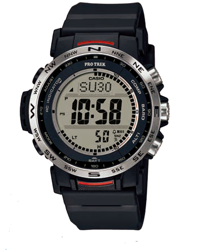 Casio Pro Trek Tough Solar Black Resin Band Watch PRW35 1A Watch Direct