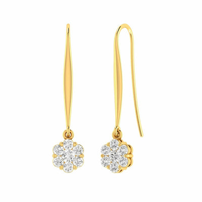 Cluster Hook Diamond Earrings With 0.33ct Diamonds In 9K Yellow Gold