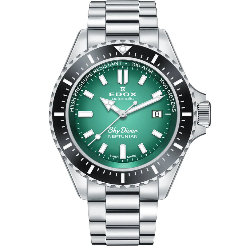 Edox Skydiver Automatic Green Dial Men's Watch 801203NMVDN