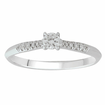 Solitaire Ring With 0.20ct Diamonds In 9K White Gold