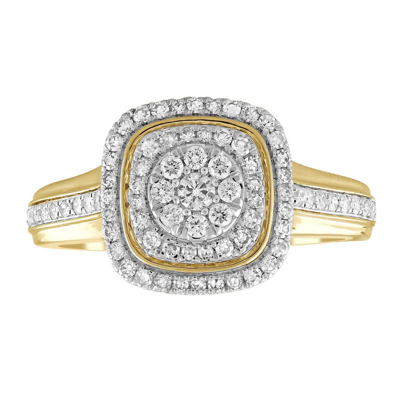 Cluster Ring with 0.5ct Diamond In 9K Yellow Gold