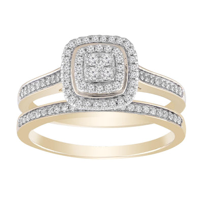 Cluster Ring Set with 0.35ct Diamond In 9K Yellow Gold