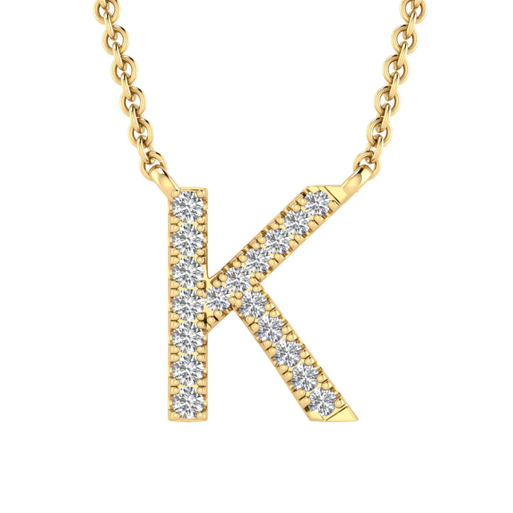 Initial Necklace With 0.06ct Diamonds In 9K Yellow Gold