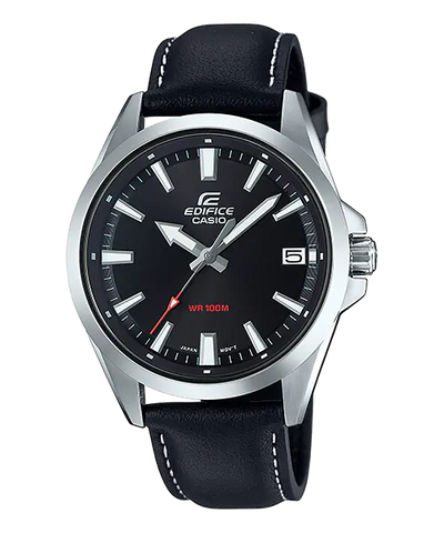 Casio Edifice Black Leather Strap Watch EFV100L-1A