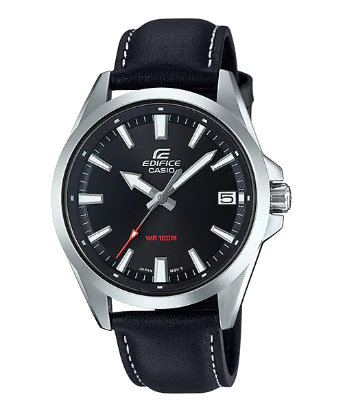 Casio Edifice Black Leather Strap Watch EFV100L-1A