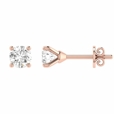 Diamond Stud Earrings With 0.90ct Diamonds In 18K Rose Gold