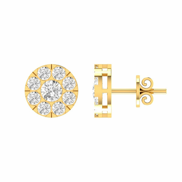 Cluster Diamond Stud Earrings With 0.15ct Diamonds In 9K Yellow Gold