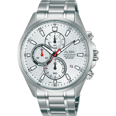 Alba Prestige Sports Chronograph Silver Dial Mens Watch AM3877X