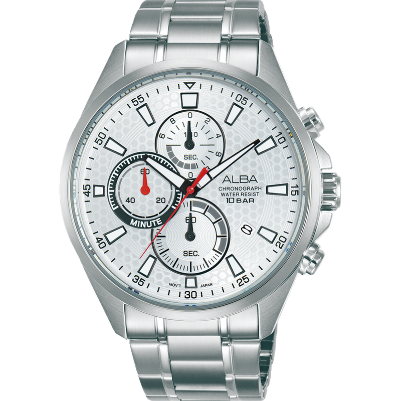 Alba Prestige Sports Chronograph Silver Dial Mens Watch AM3877X