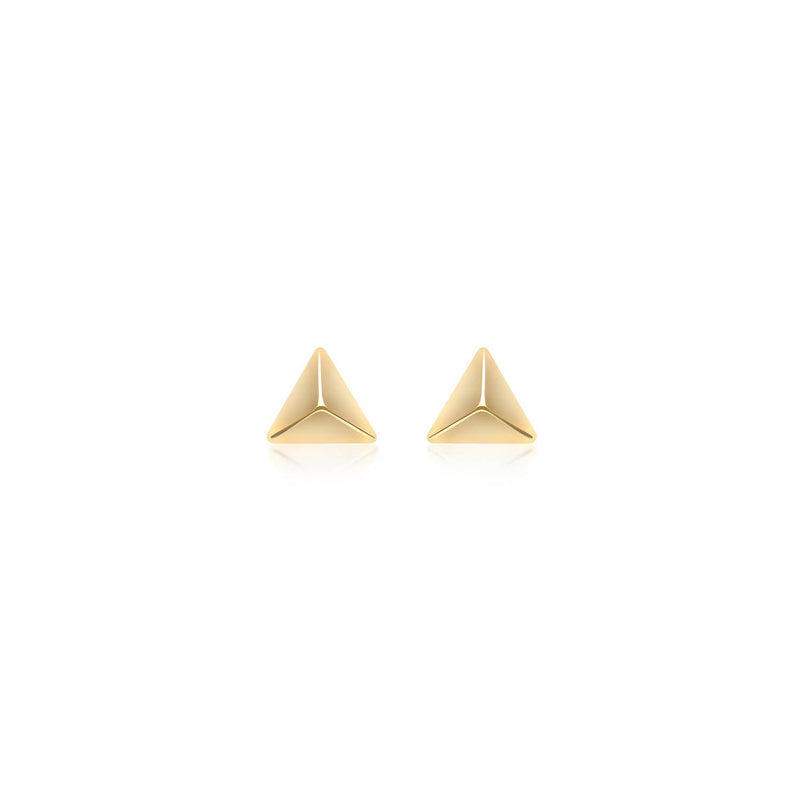 9K Yellow Gold Solid Elongated Pyramid Stud Earrings