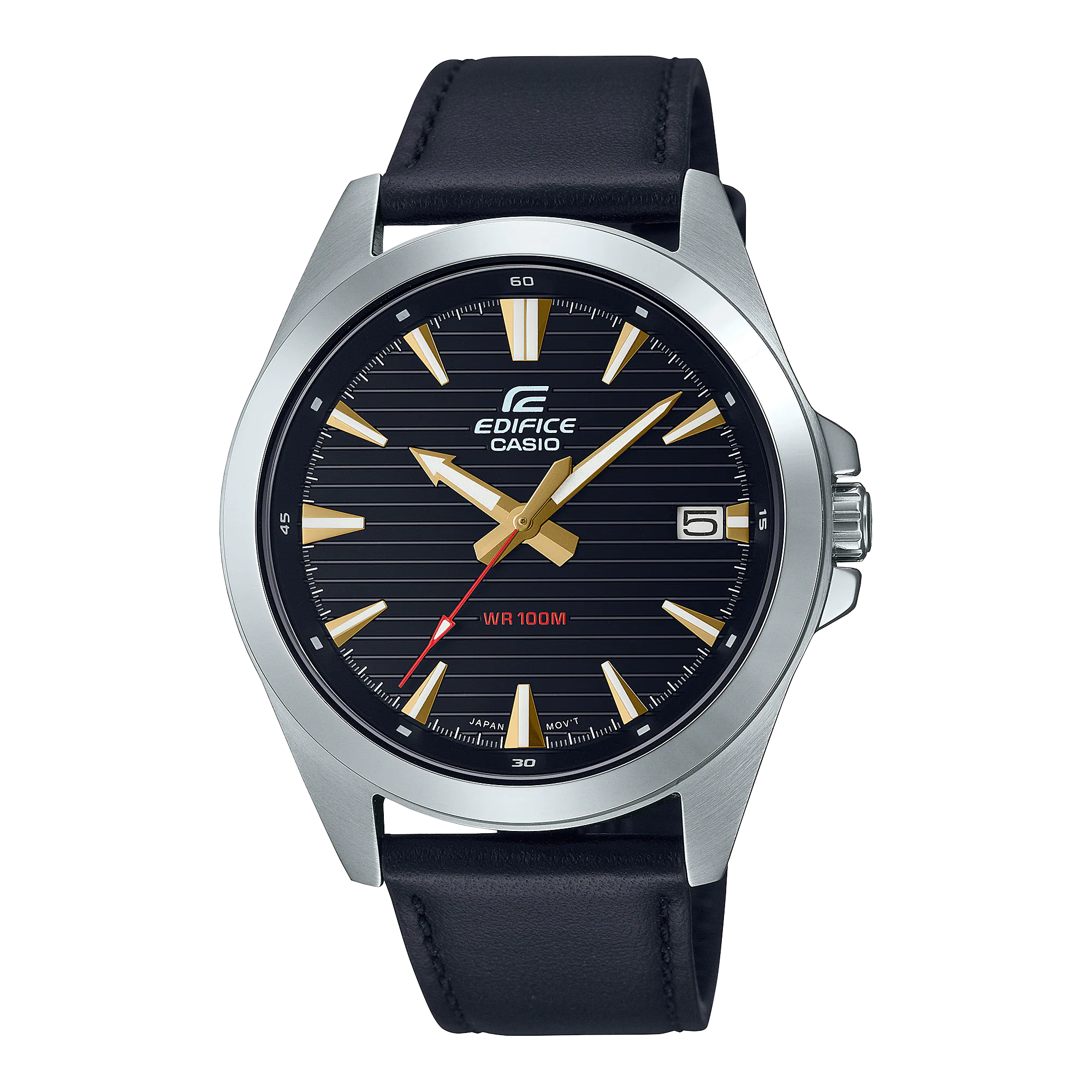 Casio Edifice Black Leather Strap Watch EFV140L-1A